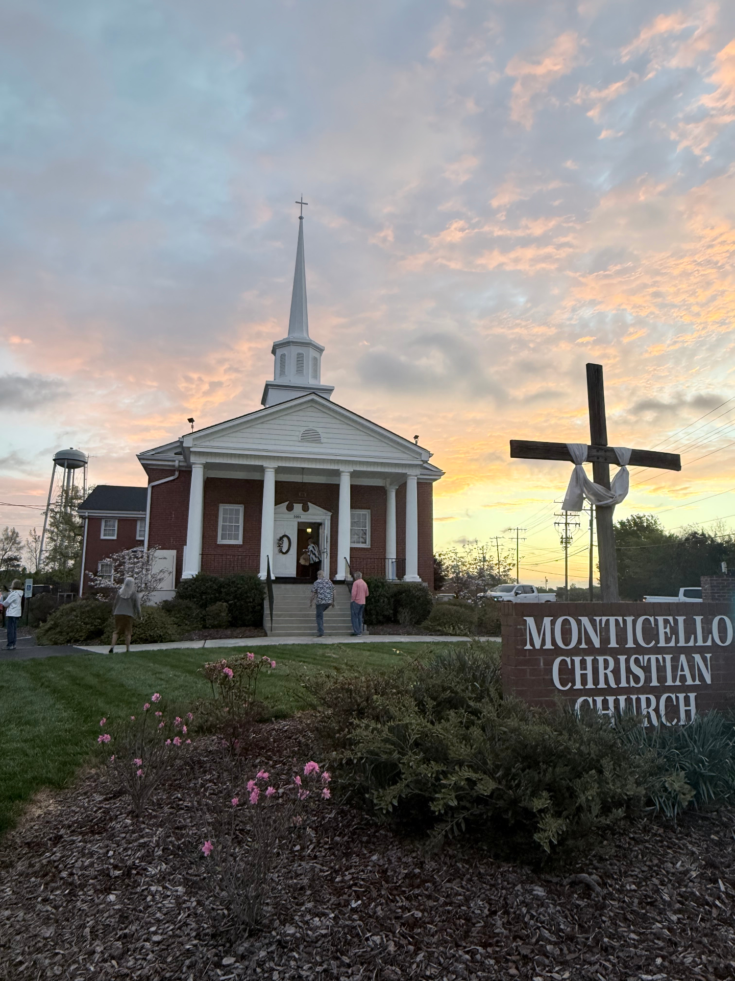 Sunlit country church at golden hour